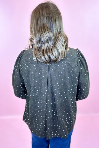 Polka Dot Corduroy Top Brown