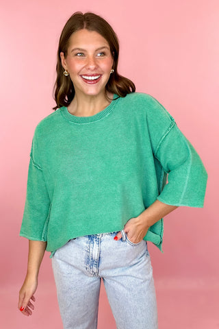 Keep You Close Short Sleeve Sweater Green