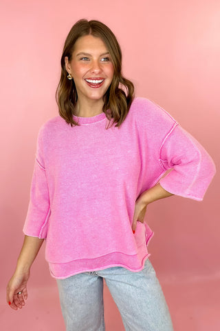 Close Short Sleeve Sweater Pink