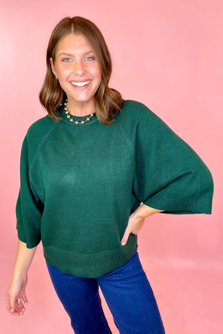 green short sleeve sweater