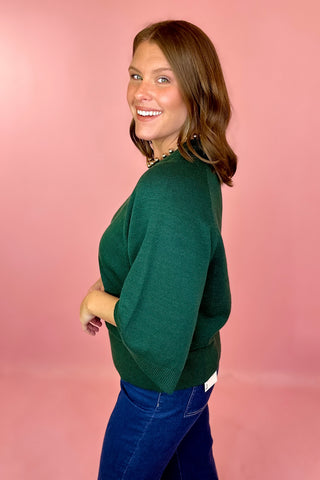green short sleeve sweater