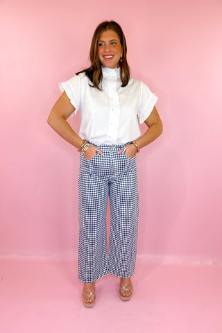 Barrel Twist Jean Navy Gingham