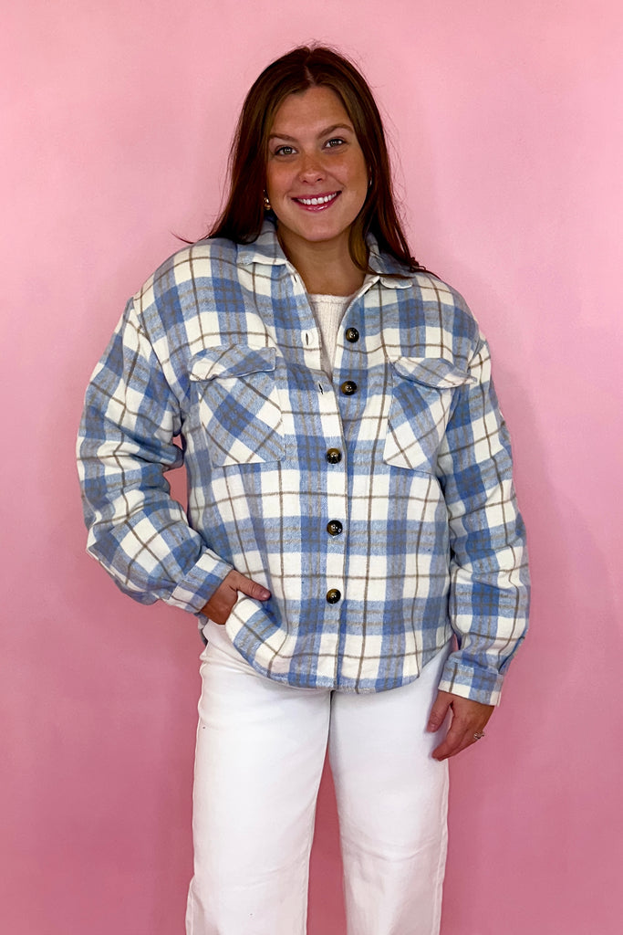 Blue plaid shacket