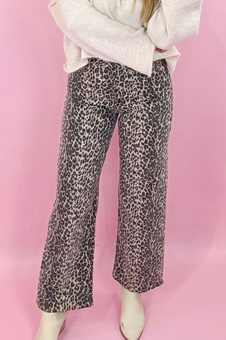 leopard wide leg jeans