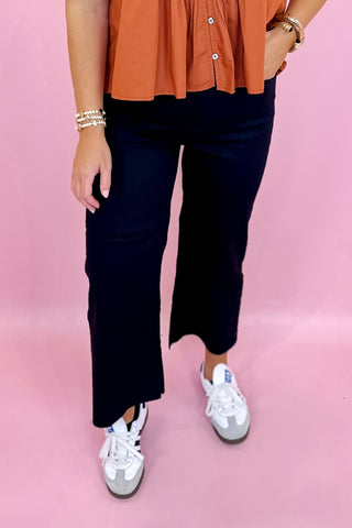 black wide leg cropped jeans