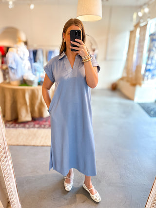 Scuba Knit Midi Dress Denim