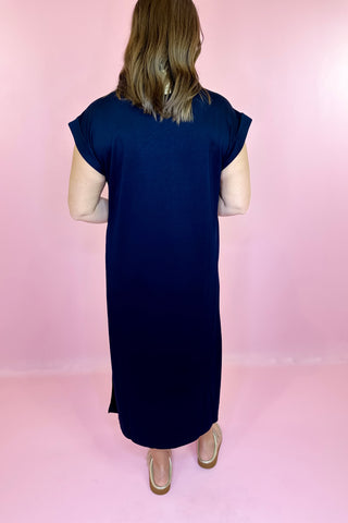 Scuba Knit Midi Dress Navy