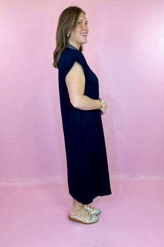Scuba Knit Midi Dress Navy