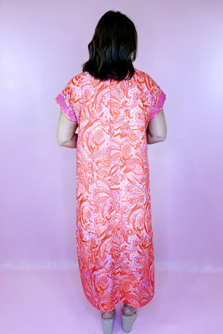 Floral Midi Dress Orange/Pink