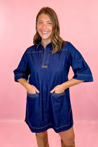 Denim Mini Dress Dark Denim