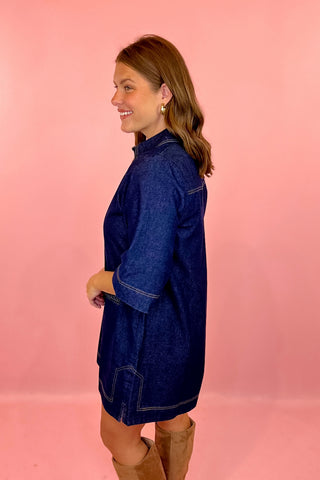 Denim Mini Dress Dark Denim
