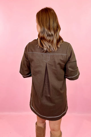 Denim Mini Dress Brown