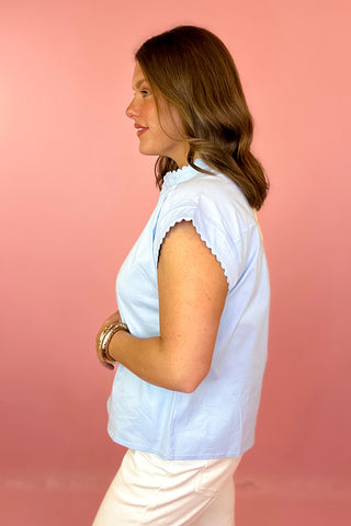 Scalloped Trim Top Blue