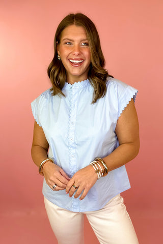 Scalloped Trim Top Blue