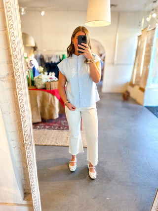 Scalloped Trim Top Blue