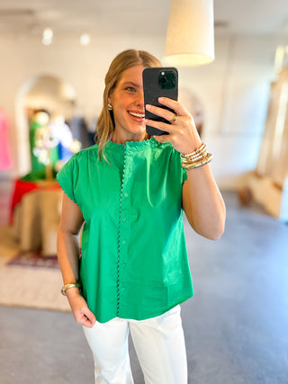 Little Moments Scalloped Trim Top Green