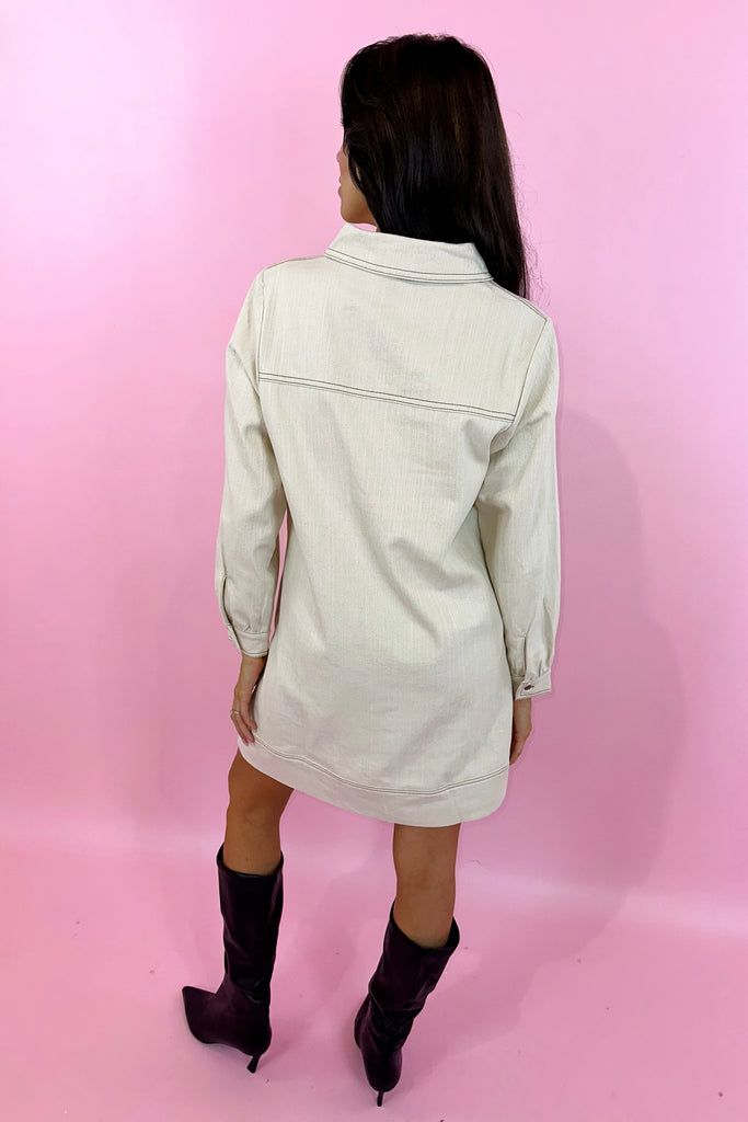 Long sleeve denim dress off white