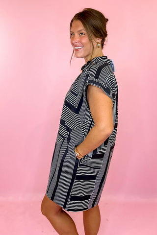 Geometric Mini Dress - Black