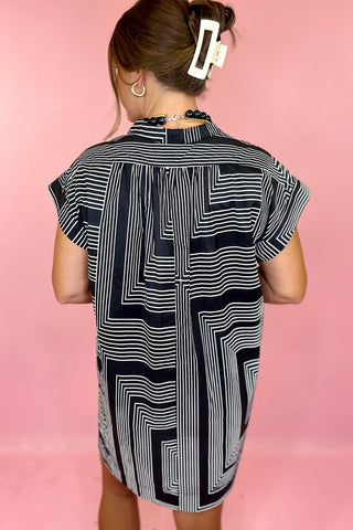 Geometric Mini Dress - Black