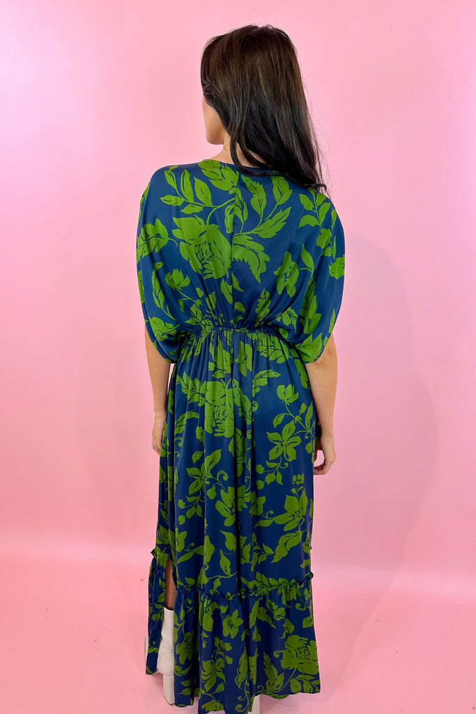 blue and green floral maxi dress