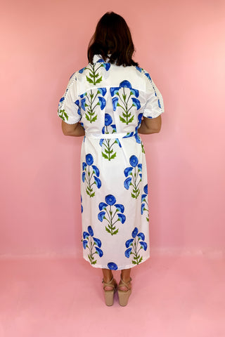 Royal Floral Midi Dress Off White