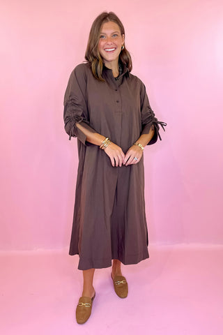 Made For Wandering Midi Dress Brown