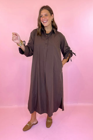 Made For Wandering Midi Dress Brown