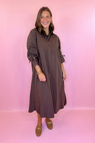 Made For Wandering Midi Dress Brown