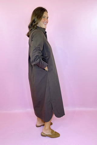 Made For Wandering Midi Dress Brown