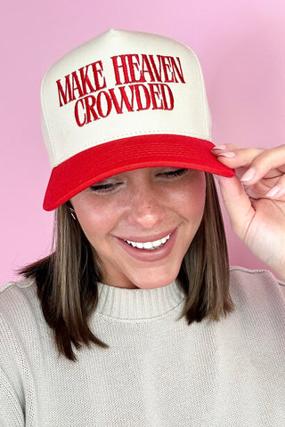 Make Heaven Crowded Embroidered Baseball Cap Red