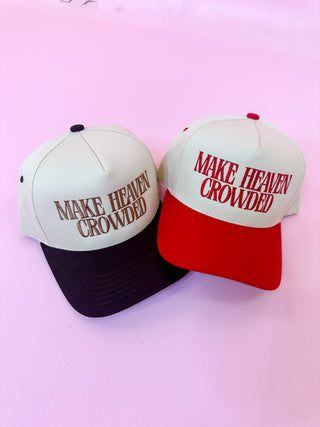 Make Heaven Crowded Embroidered Baseball Cap Red