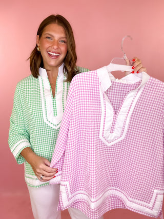 Gingham Top Green