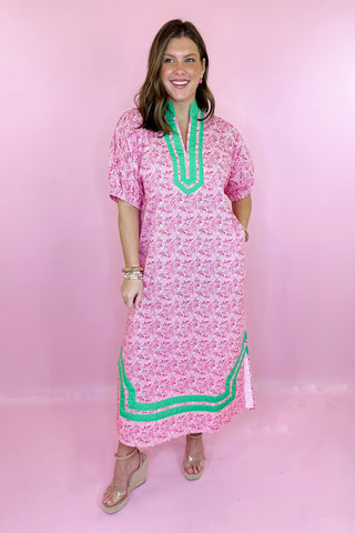 Floral Midi Dress Pink