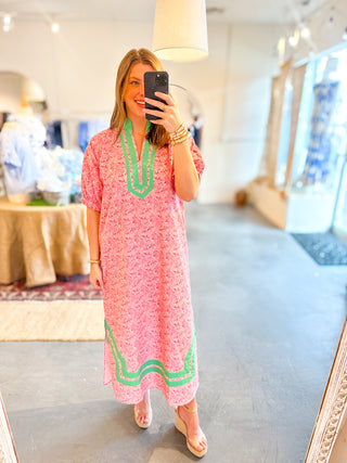  Floral Midi Dress Pink