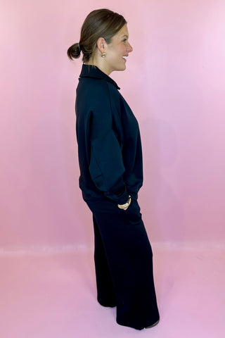 Scuba Collared Lounge Set Black