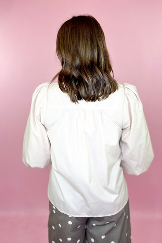 Ruffle Front Top - Light Taupe