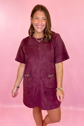 Suede Mini Dress Merlot