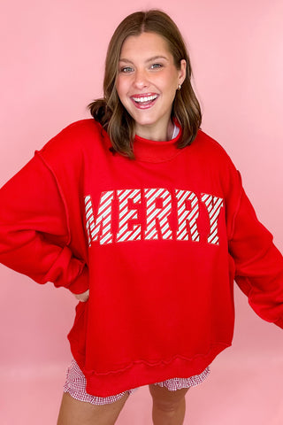 Merry Embroidered Mock Sweatshirt