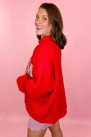 Merry Embroidered Mock Sweatshirt