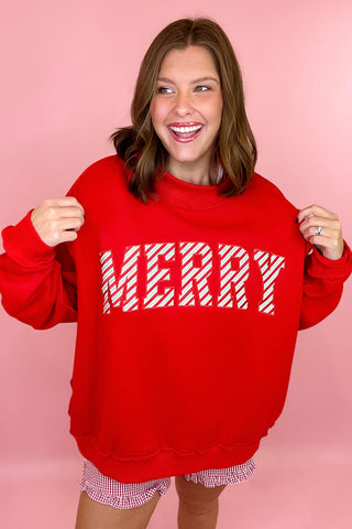 Merry Embroidered Mock Sweatshirt