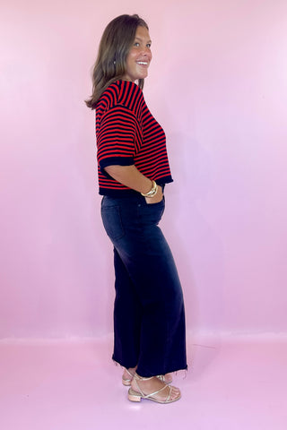 Slim Wide Leg Cropped Jean Black