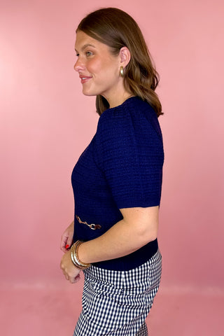 Mod About You Textured Top - Navy