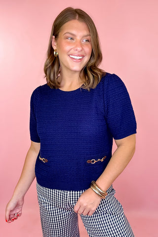 Mod About You Textured Top - Navy