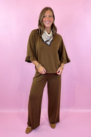 Mostly True Luxe Knit Pant Set Brown
