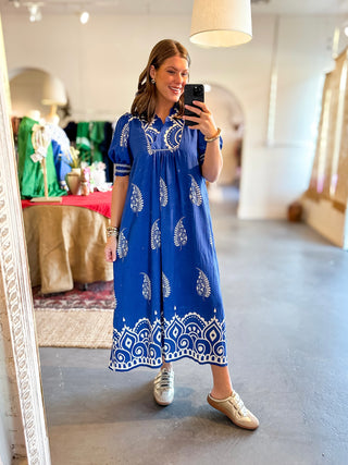 Mandala Midi Dress Blue