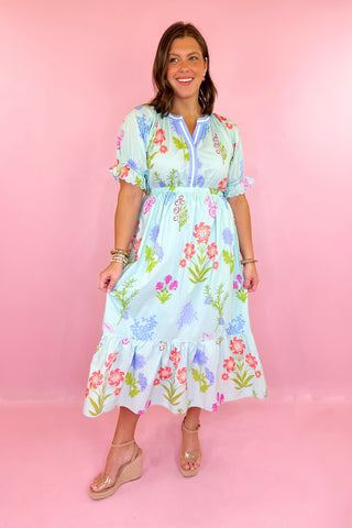 Floral Midi Dress Seafoam