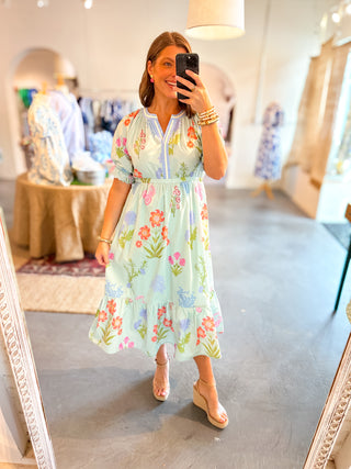 Floral Midi Dress Seafoam
