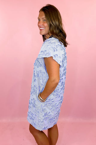navy and white stripe floral mini dress