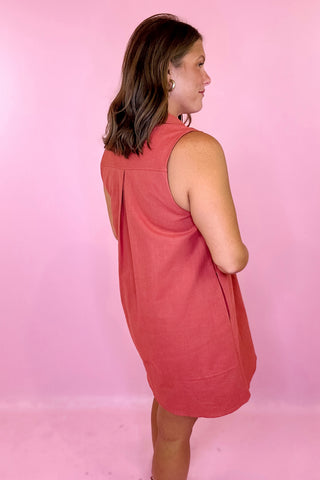Sleeveless Mini Dress - Rust
