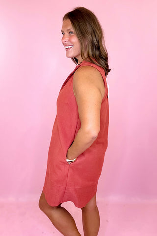  Sleeveless Mini Dress - Rust